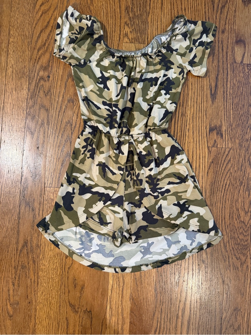 Girls' Camo Short-Sleeve Dress Romper - Olive Green